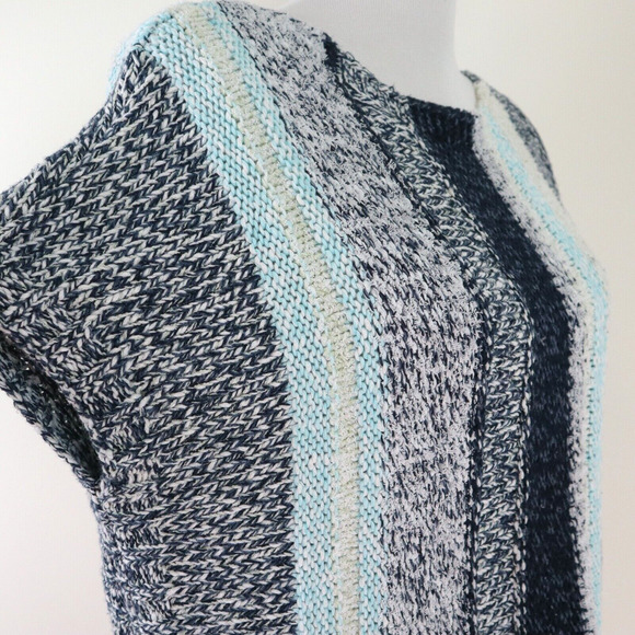 J Jill Size M Mixed Knit Top Heather Stripe Pullover Blue Gray - Picture 6 of 8